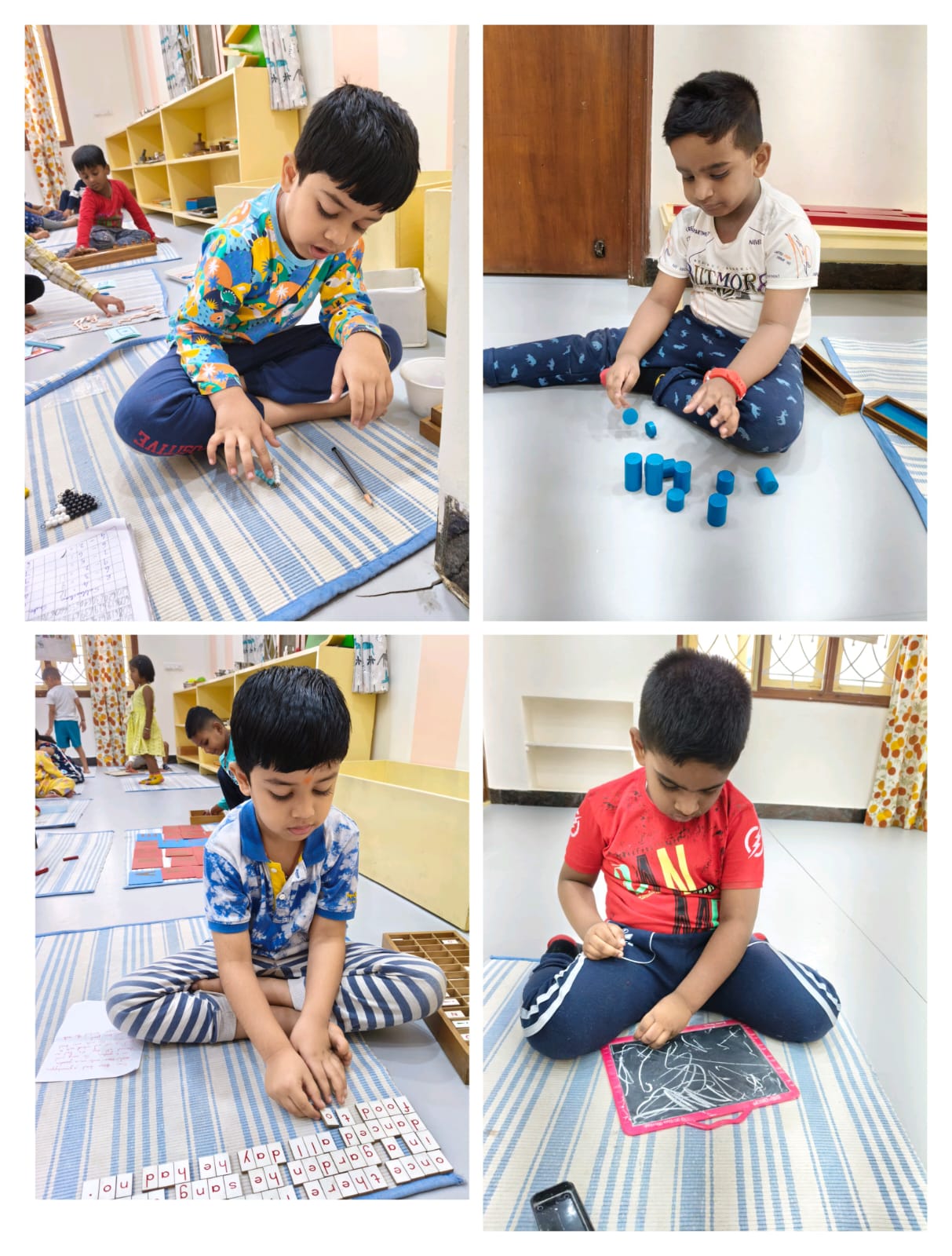 Student learning with Montessori materials